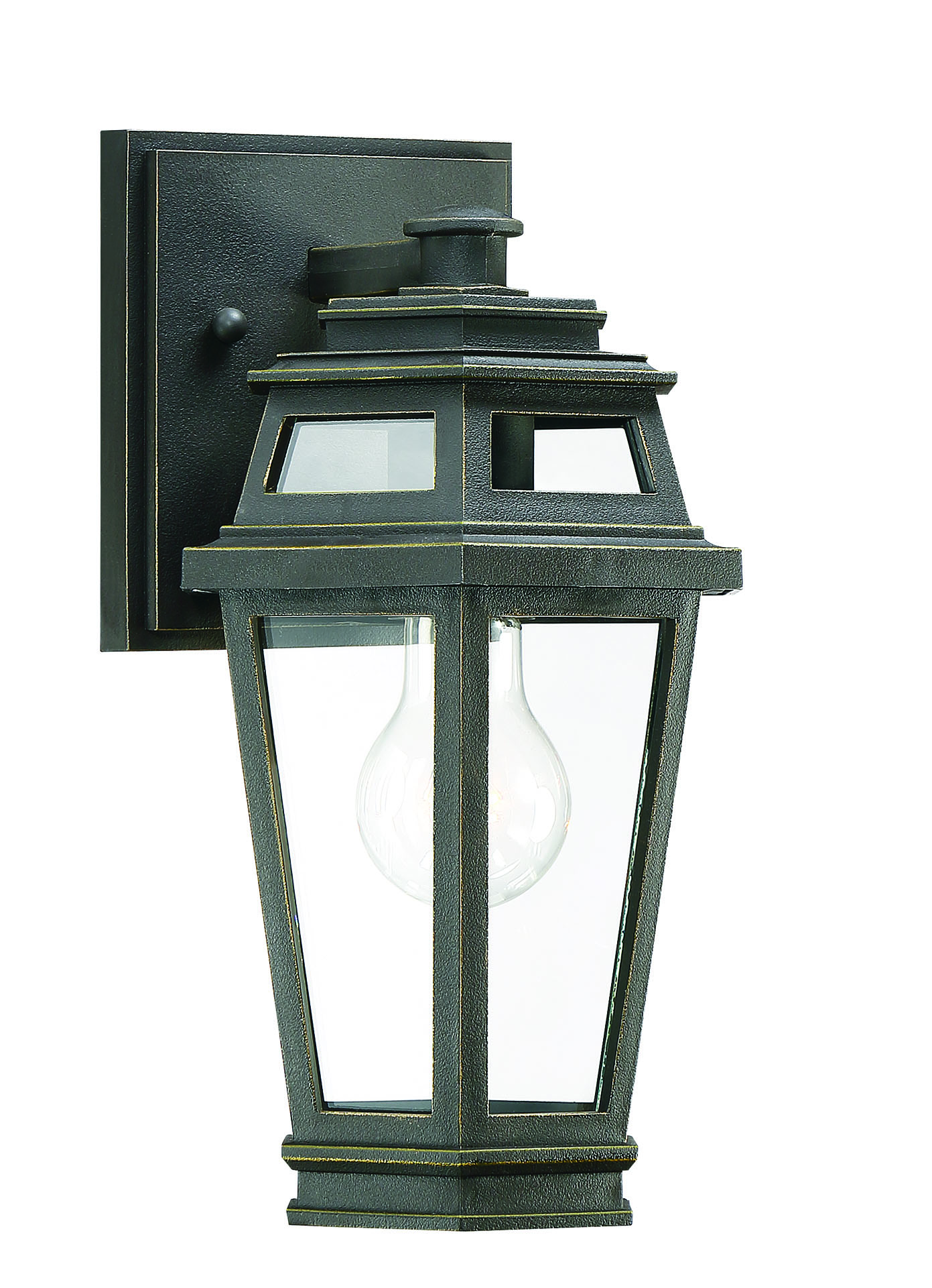 Savoy House Holbrook 1-Light Small EPMM 11.50" Outdoor Wall Lantern in Textured Bronze With Gold Highlights