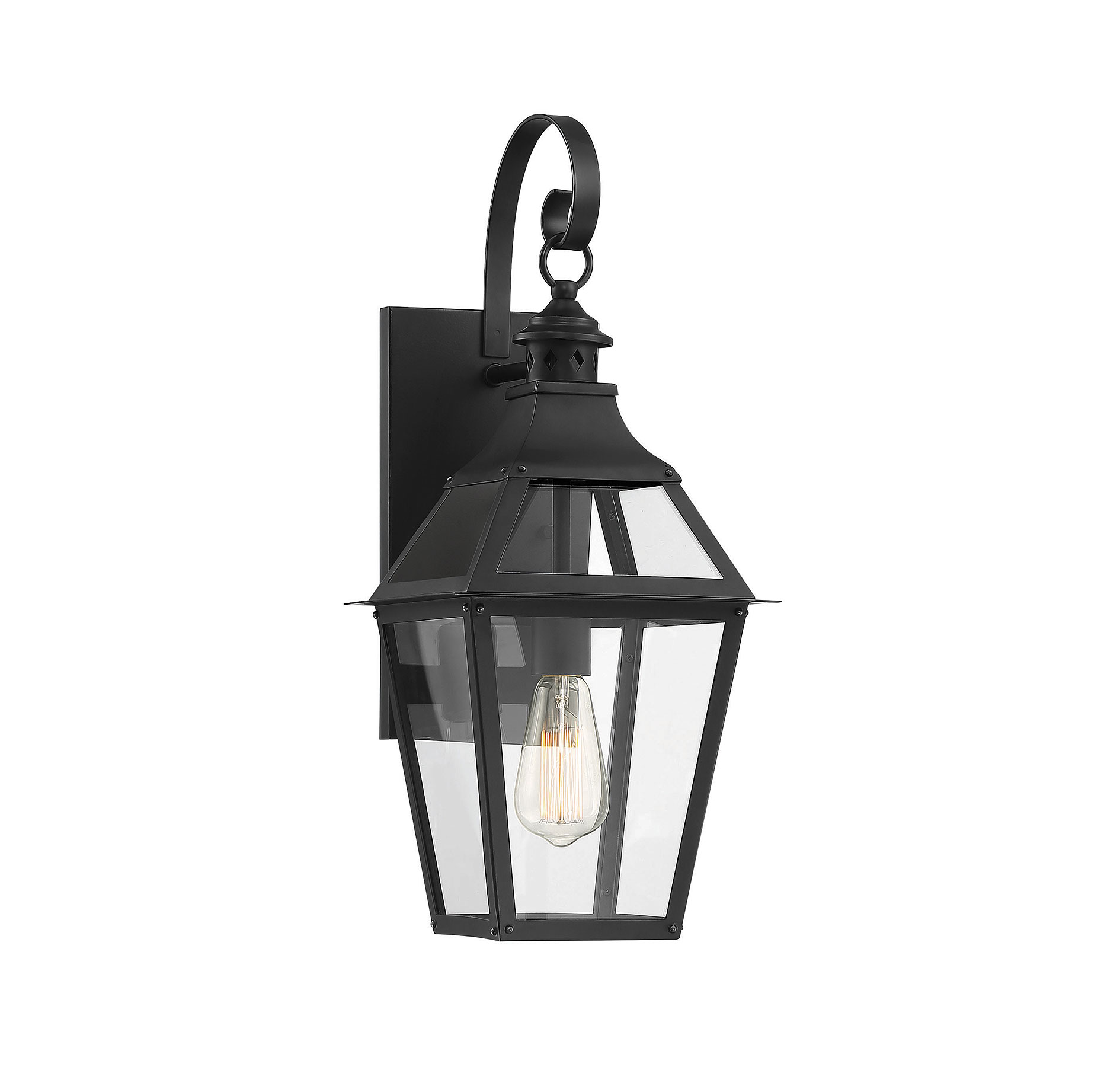 Savoy House Jackson Outdoor Wall Lantern in Black With Gold Highlighted