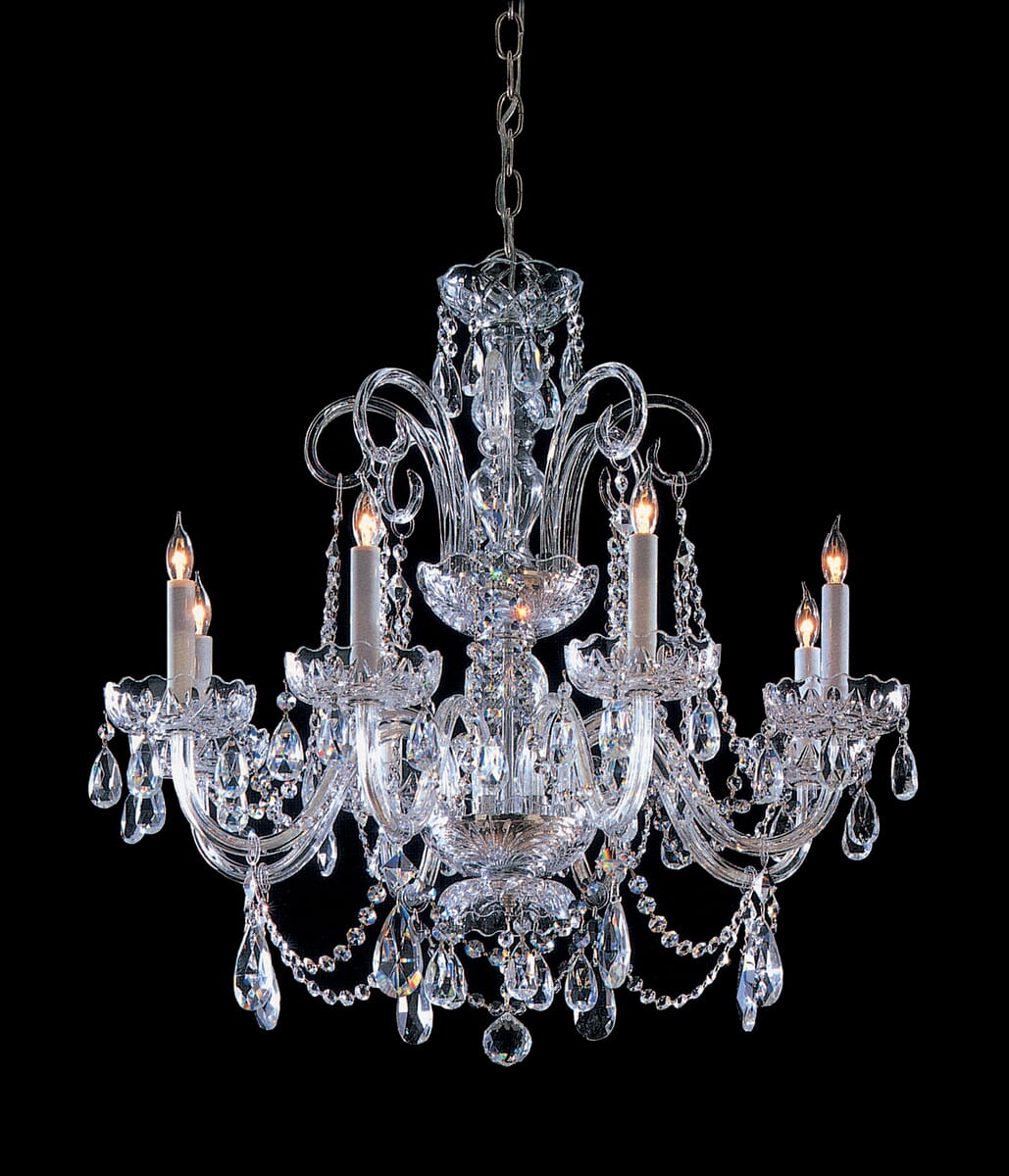 Crystorama Traditional Crystal 8-Light 27" Traditional Chandelier in Polished Chrome with Clear Swarovski Strass Crystals