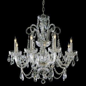 Crystorama Traditional Crystal 8-Light 27" Traditional Chandelier in Polished Brass with Clear Swarovski Strass Crystals