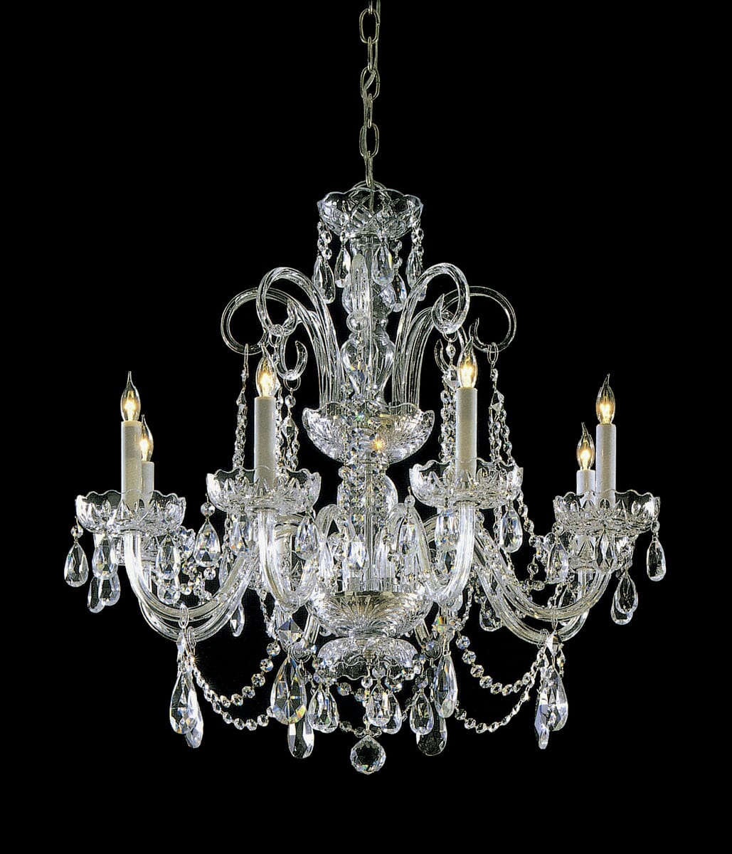 Crystorama Traditional Crystal 8-Light 27" Traditional Chandelier in Polished Brass with Clear Spectra Crystals