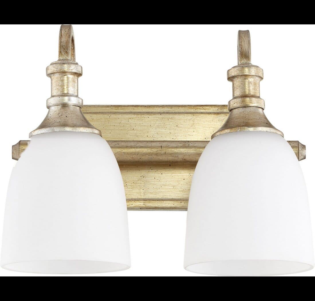 Quorum Richmond 2-Light Bathroom Vanity Light in Aged Silver Leaf