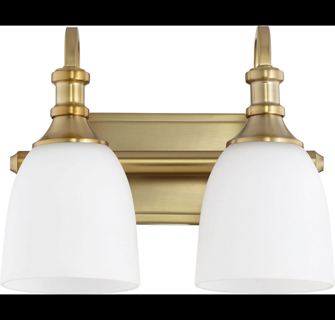 Quorum Richmond 2-Light Bathroom Vanity Light in Aged Brass