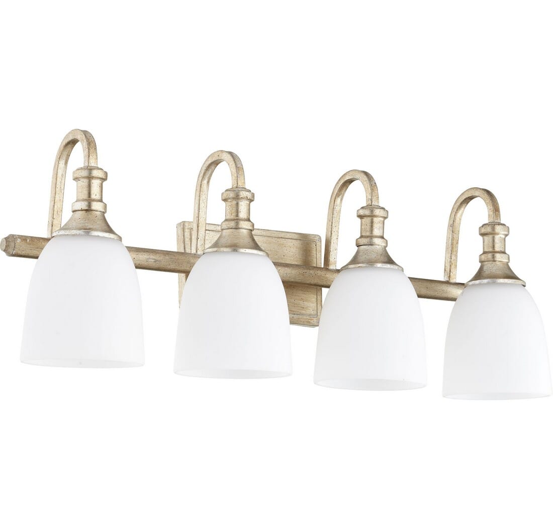 Quorum Richmond 4-Light Bathroom Vanity Light in Aged Silver Leaf