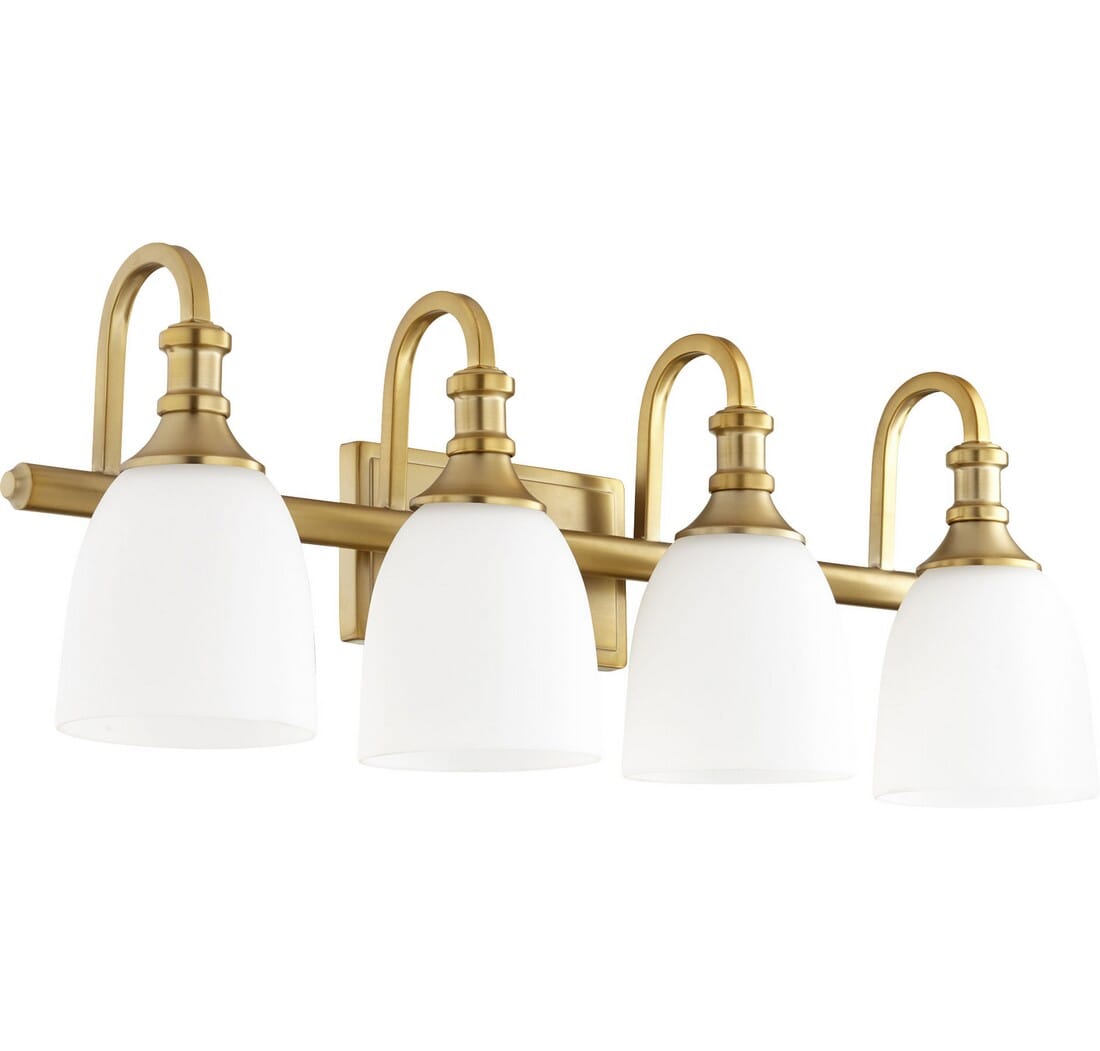 Quorum Richmond 4-Light Bathroom Vanity Light in Aged Brass