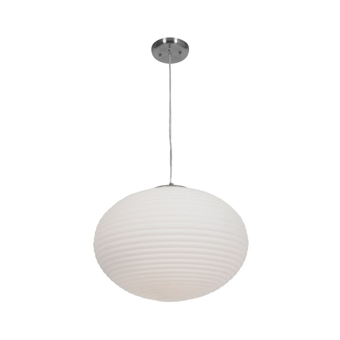 Access Callisto 3-Light Ribbed Glass Pendant in Brushed Steel