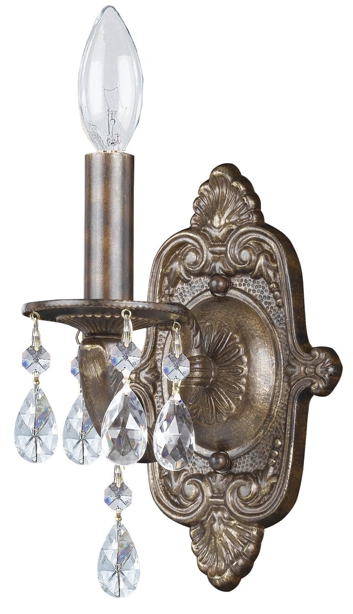 Crystorama Paris Market 10" Wall Sconce in Venetian Bronze with Clear Hand Cut Crystals