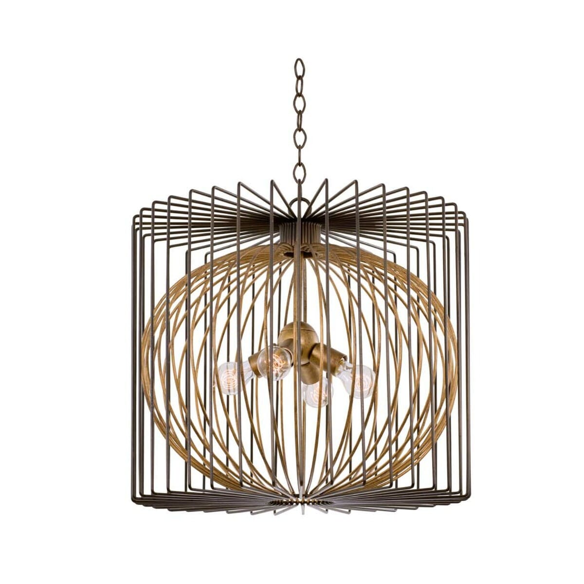 Kalco Metro III 4-Light Pendant Light in Bronze Gold