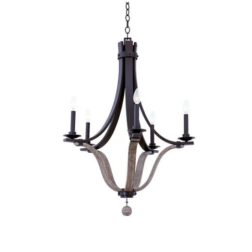 Kalco Lansing 5-Light Modern Farmhouse Chandelier in Satin Bronze