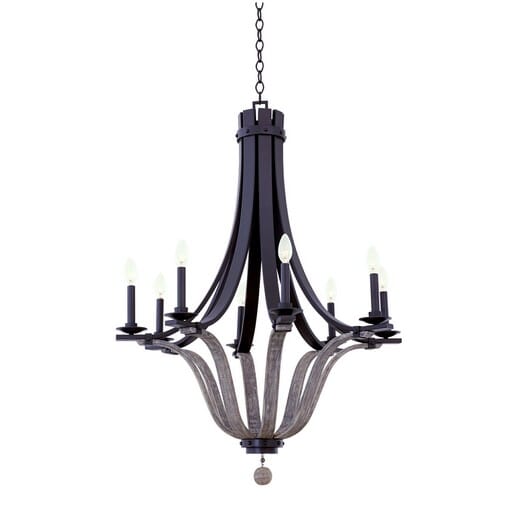 Kalco Lansing 8-Light Modern Farmhouse Chandelier in Satin Bronze