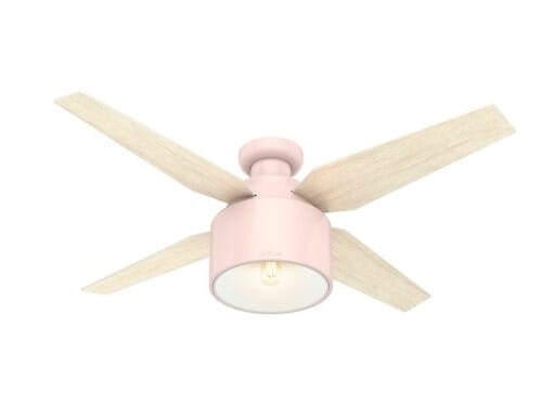 Hunter Cranbrook 52" Indoor Flush Mount Ceiling Fan in Blush Pink