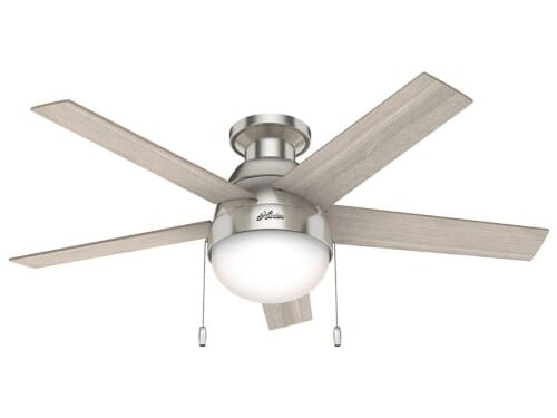 Hunter Anslee Low Profile 2-Light 46" Indoor Ceiling Fan in Brushed Nickel