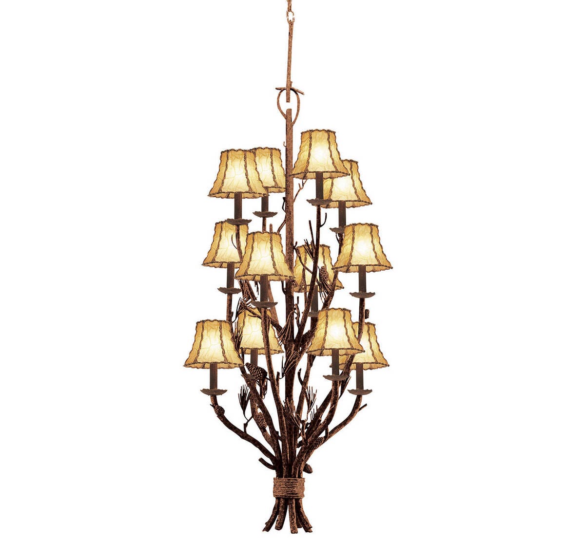 Kalco Ponderosa 12-Light Rustic Chandelier in Ponderosa