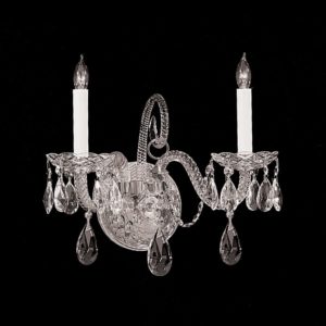 Crystorama Traditional Crystal 2-Light 12" Wall Sconce in Polished Chrome with Clear Spectra Crystals