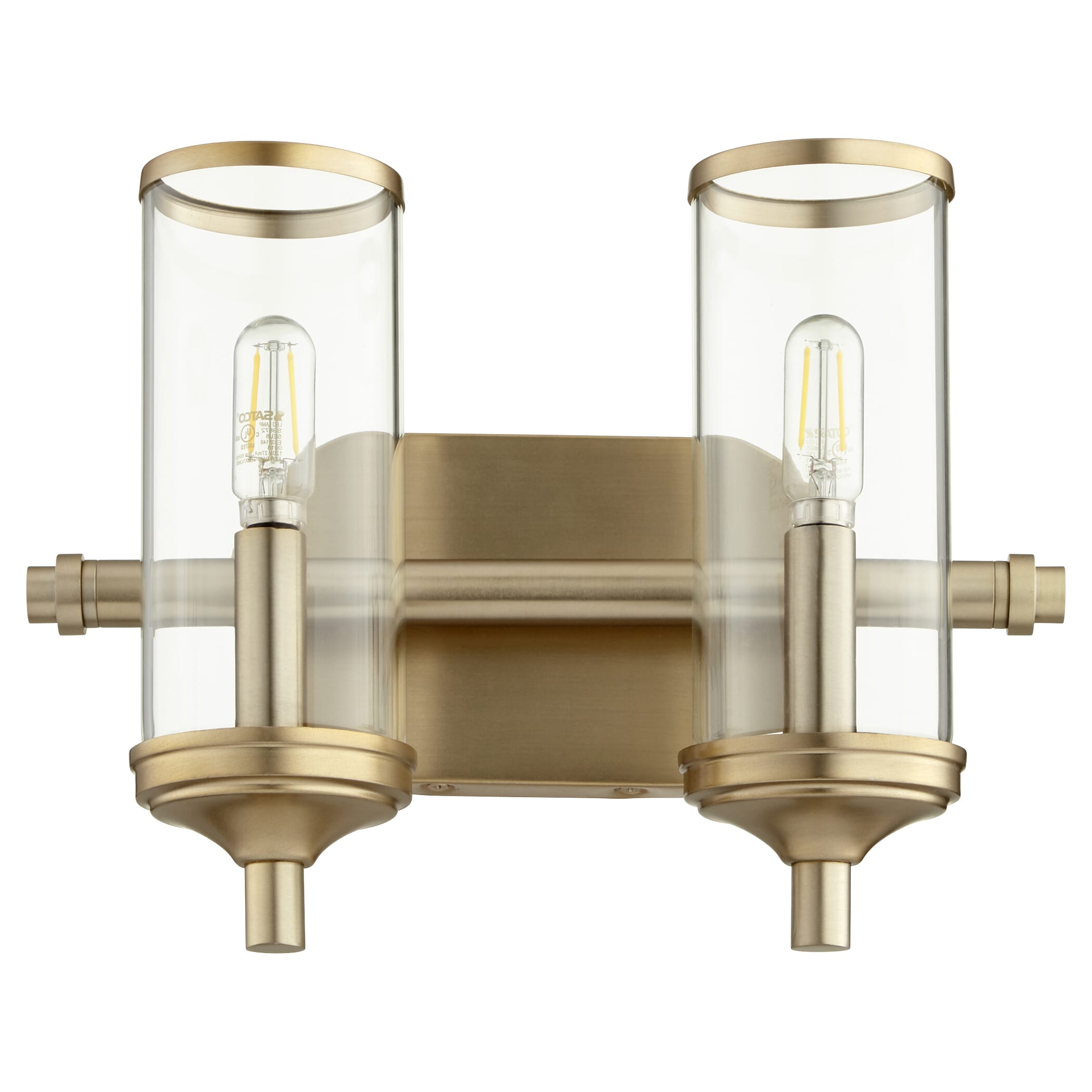 Quorum Collins 2-Light 10" Bathroom Vanity Light in Aged Brass