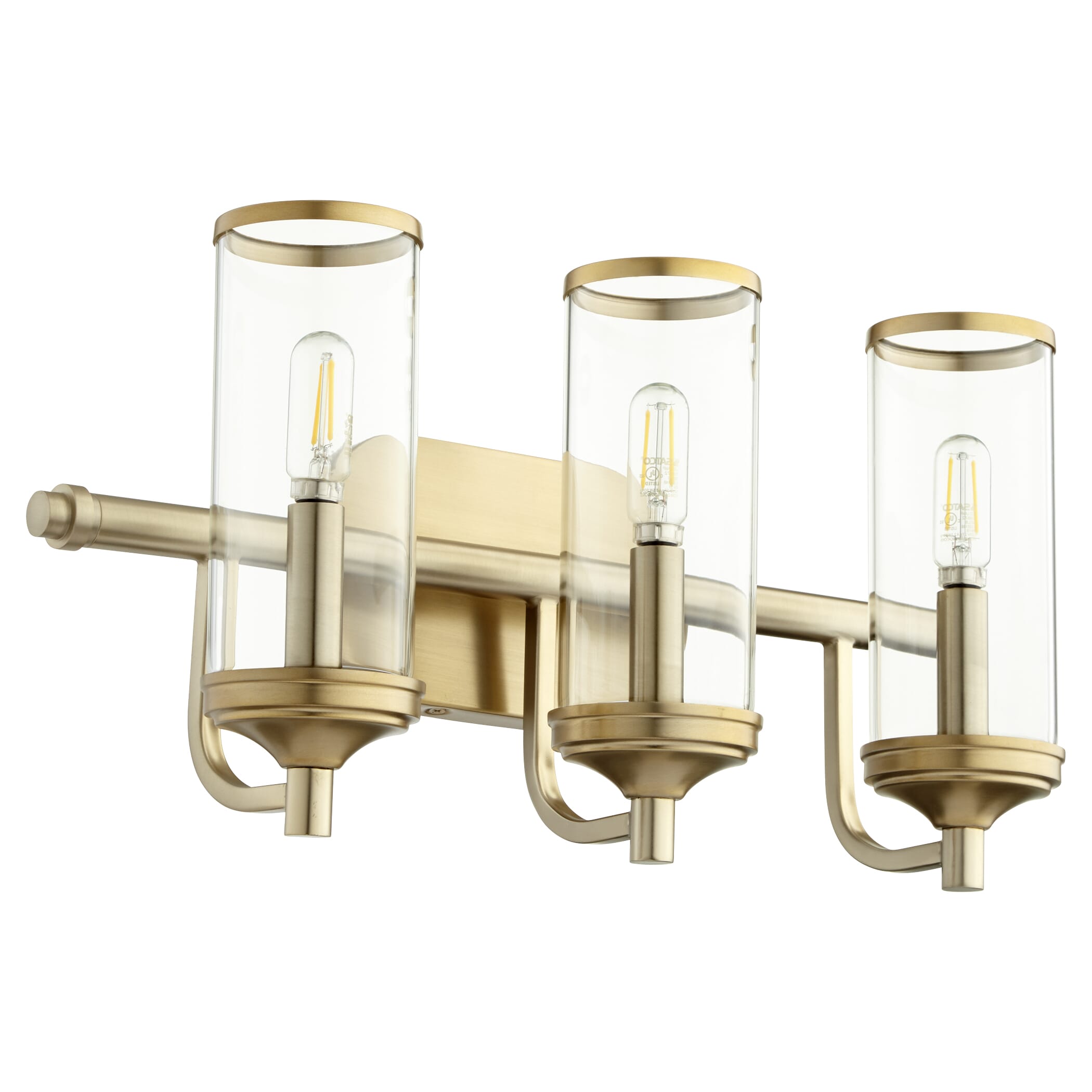 Quorum Collins 3-Light 10" Bathroom Vanity Light in Aged Brass