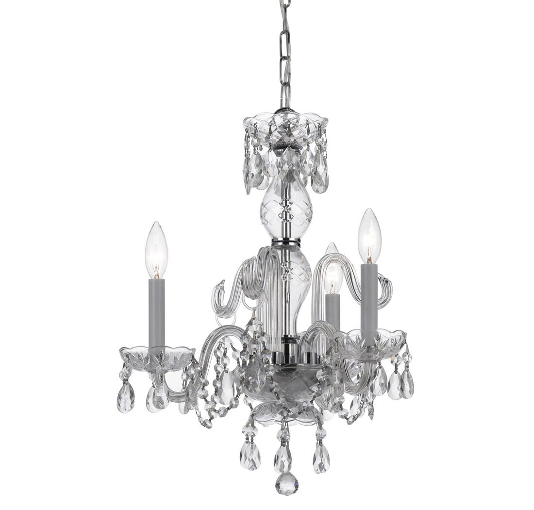 Crystorama Traditional Crystal 3-Light 16" Mini Chandelier in Chrome with Clear Italian Crystals