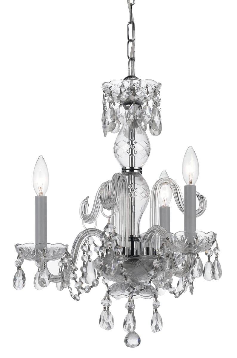 Crystorama Traditional Crystal 3-Light 18" Mini Chandelier in Polished Chrome with Clear Hand Cut Crystals