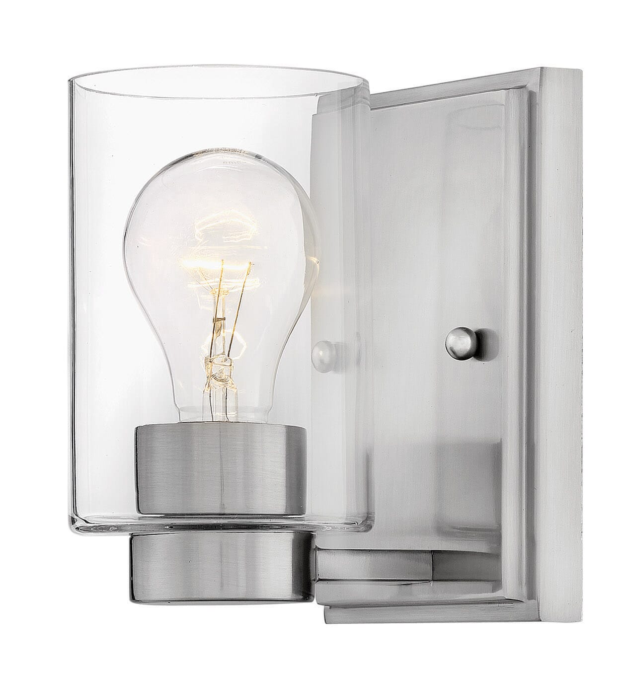 Hinkley Miley 1-Light Bathroom Wall Sconce in Brushed Nickel with Clear Glass