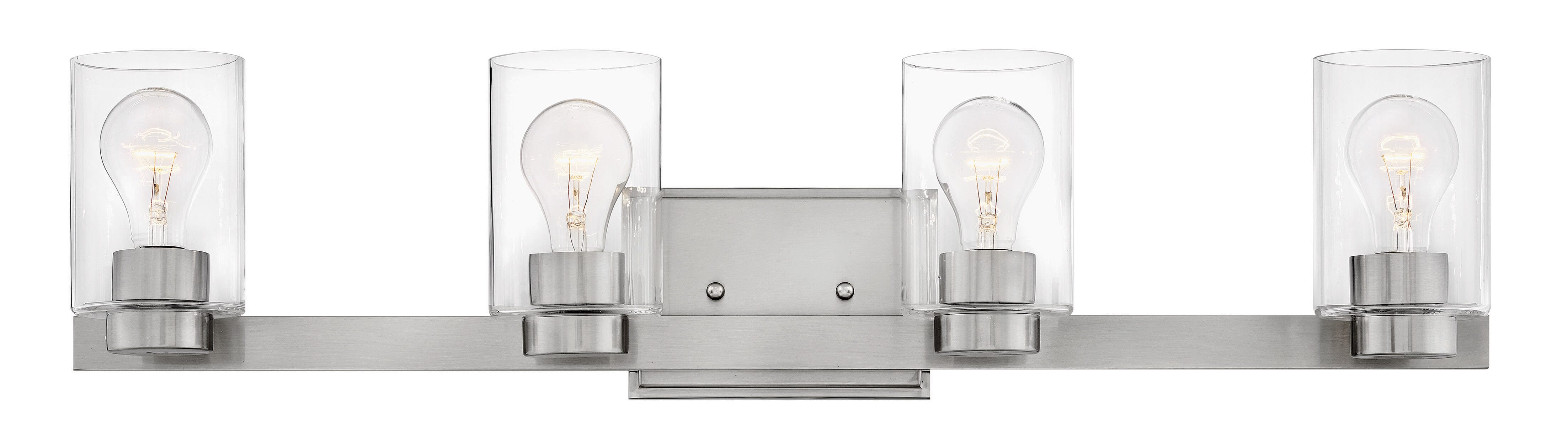 Hinkley Miley 4-Light Bathroom Vanity Light in Brushed Nickel with Clear Glass