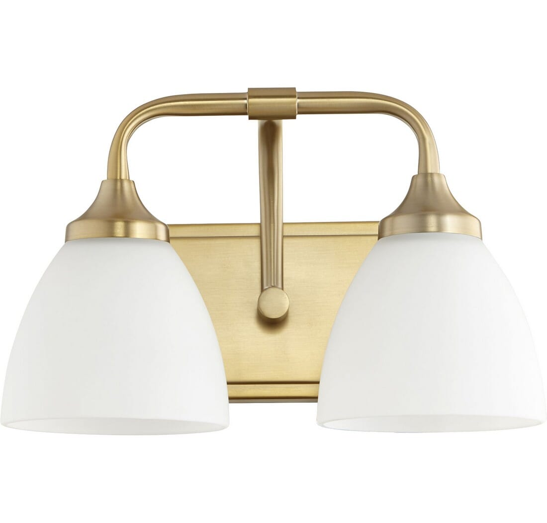 Quorum Enclave 2-Light 9" Bathroom Vanity Light in Aged Brass