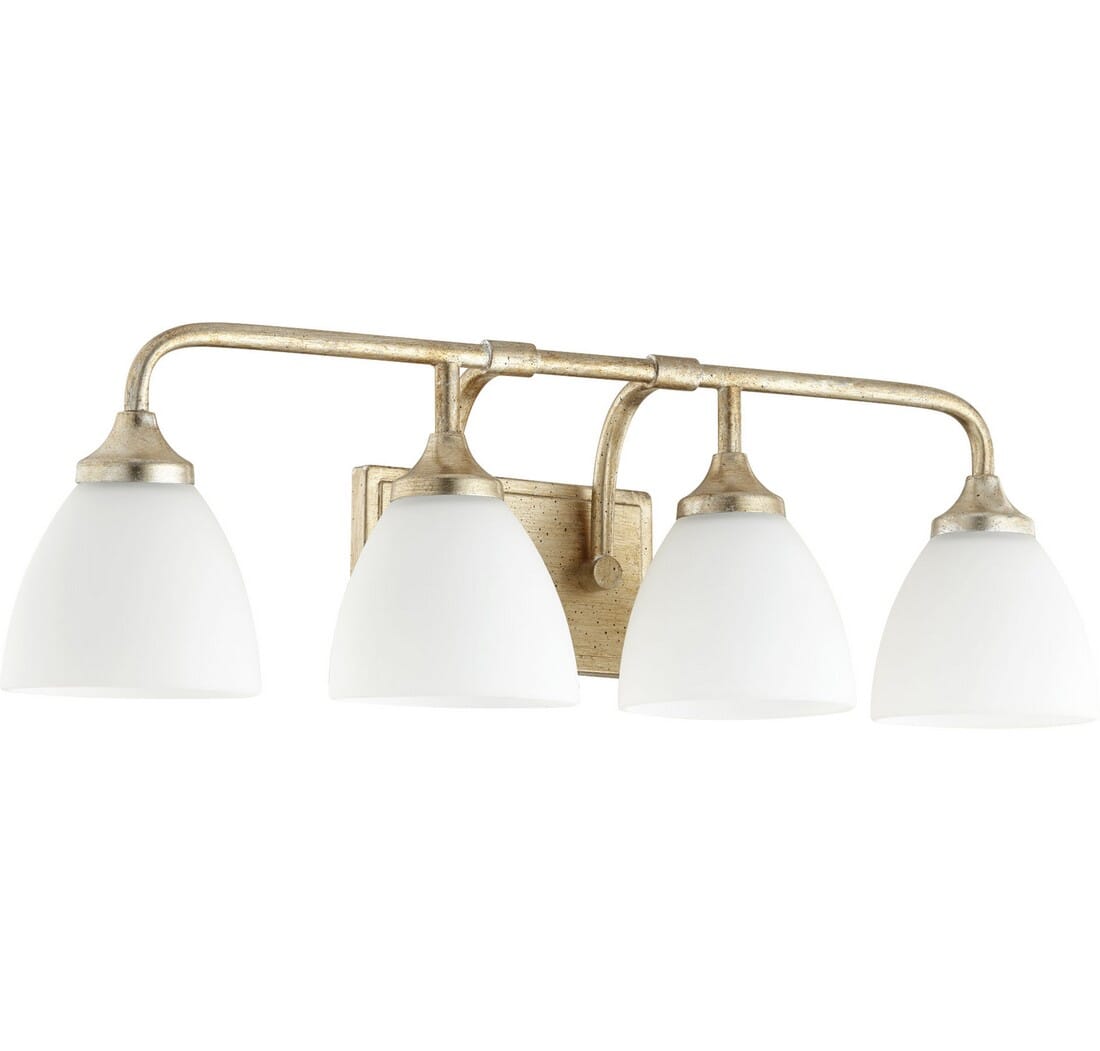 Quorum Enclave 4-Light 9" Bathroom Vanity Light in Aged Silver Leaf