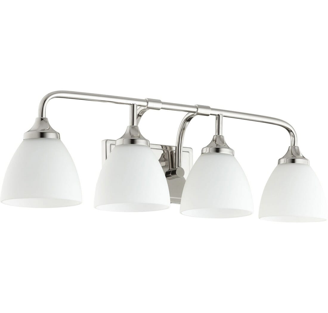 Quorum Enclave 4-Light 9" Bathroom Vanity Light in Polished Nickel