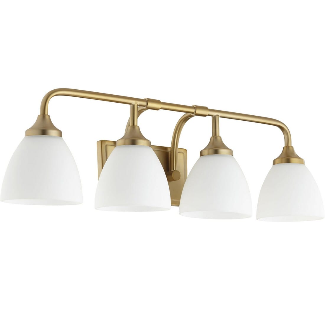 Quorum Enclave 4-Light 9" Bathroom Vanity Light in Aged Brass