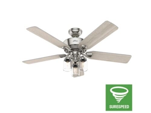 Hunter Devon Park 3-Light 52" Indoor Ceiling Fan in Brushed Nickel