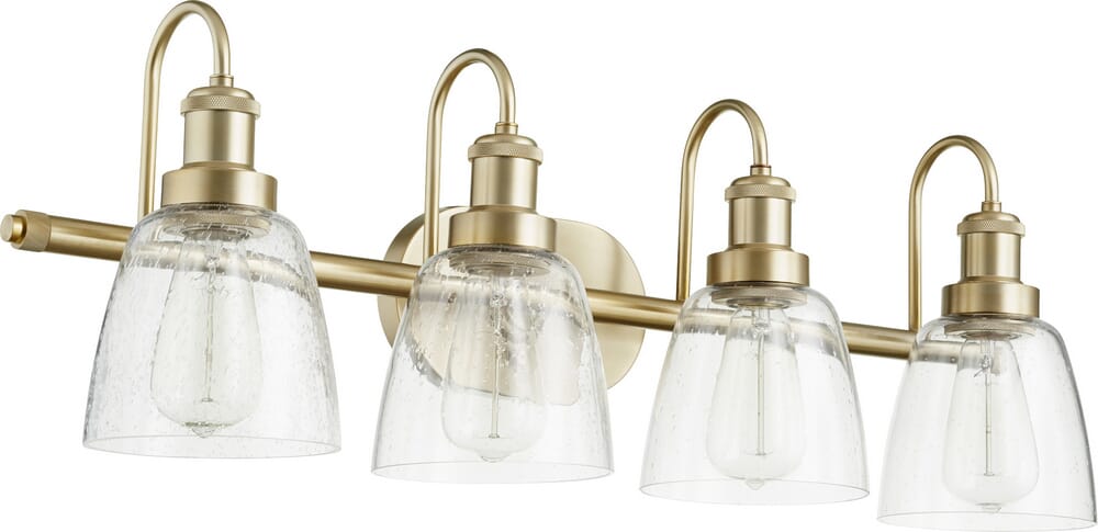 Quorum Transitional 4-Light 11" Bathroom Vanity Light in Aged Brass