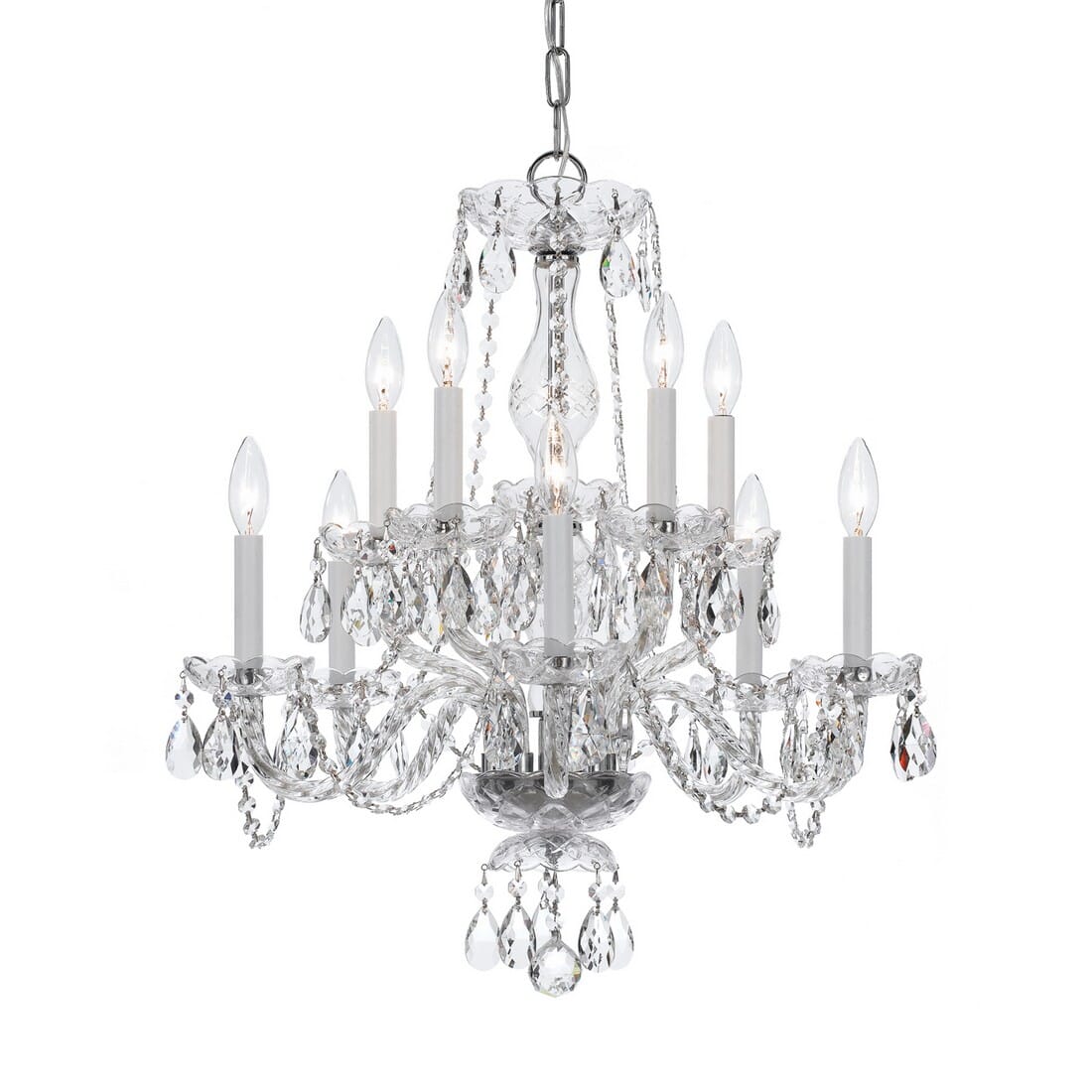 Crystorama Traditional Crystal 10-Light 25" Traditional Chandelier in Polished Chrome with Clear Swarovski Strass Crystals