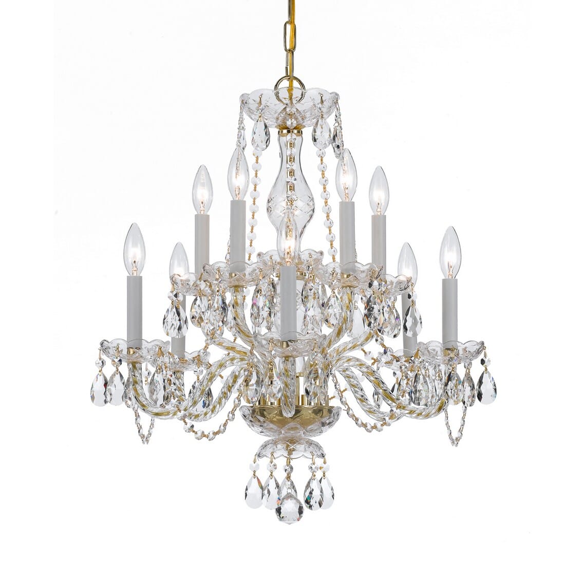 Crystorama Traditional Crystal 10-Light 25" Traditional Chandelier in Polished Brass with Clear Swarovski Strass Crystals