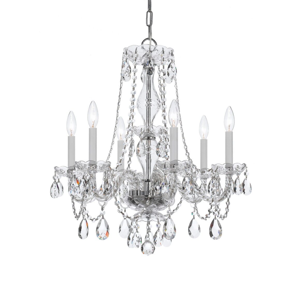 Crystorama Traditional Crystal 6-Light 25" Traditional Chandelier in Polished Chrome with Clear Hand Cut Crystals