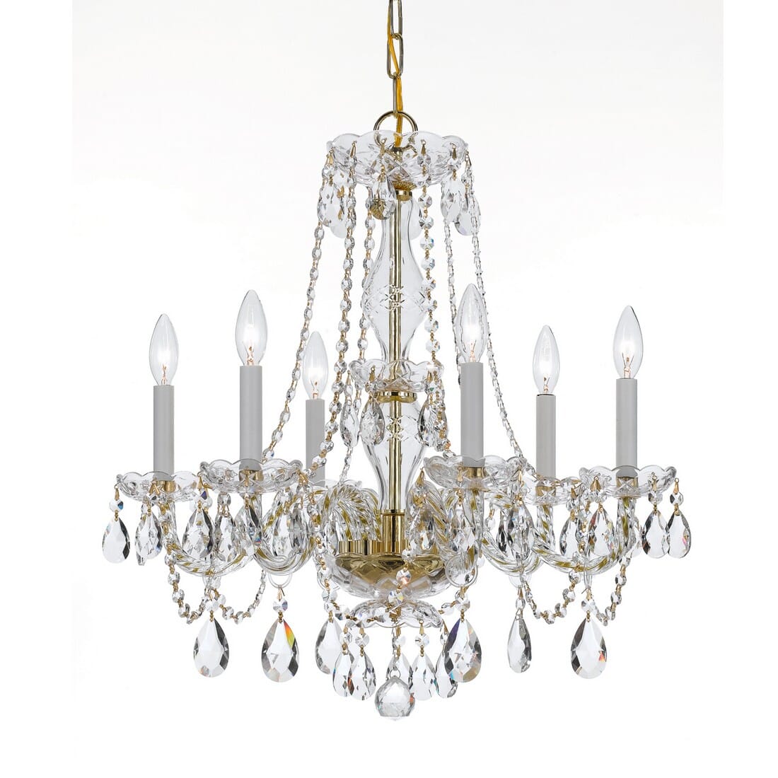 Crystorama Traditional Crystal 6-Light 25" Traditional Chandelier in Polished Brass with Clear Hand Cut Crystals