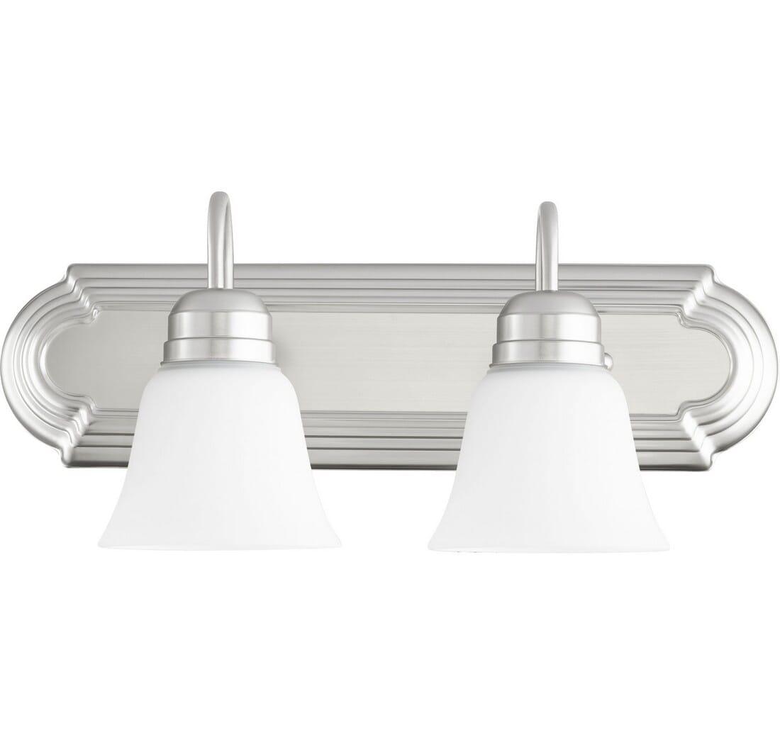 Quorum Quorum Home 2-Light 8" Bathroom Vanity Light in Satin Nickel with Satin Opal