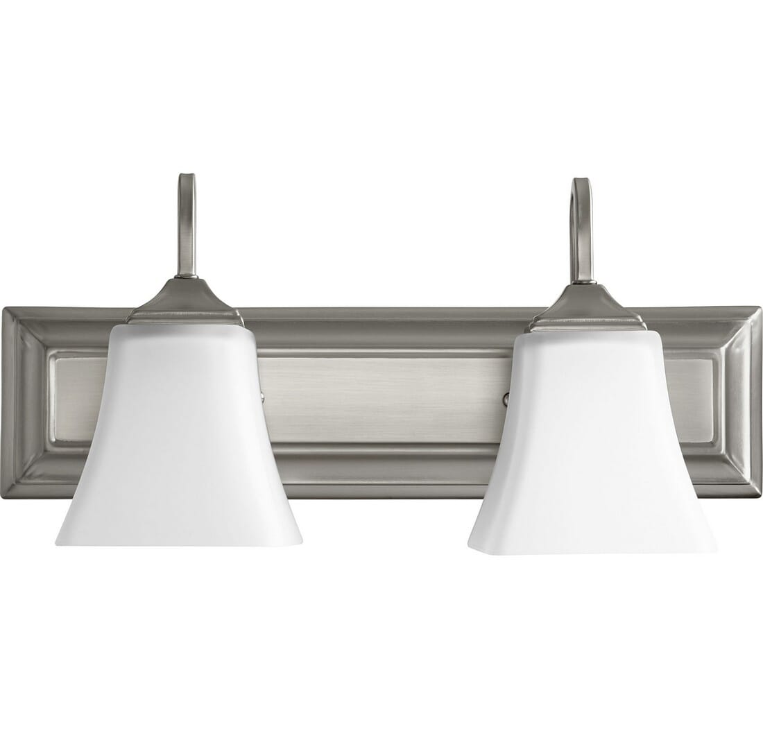 Quorum Transitional 2-Light 8" Bathroom Vanity Light in Satin Nickel with Satin Opal