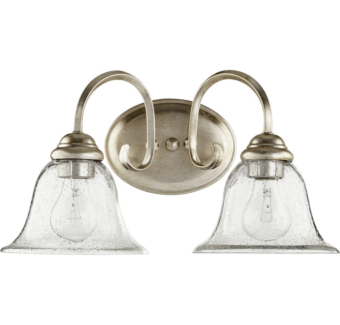 Quorum Spencer 2-Light 9" Bathroom Vanity Light in Aged Silver Leaf with