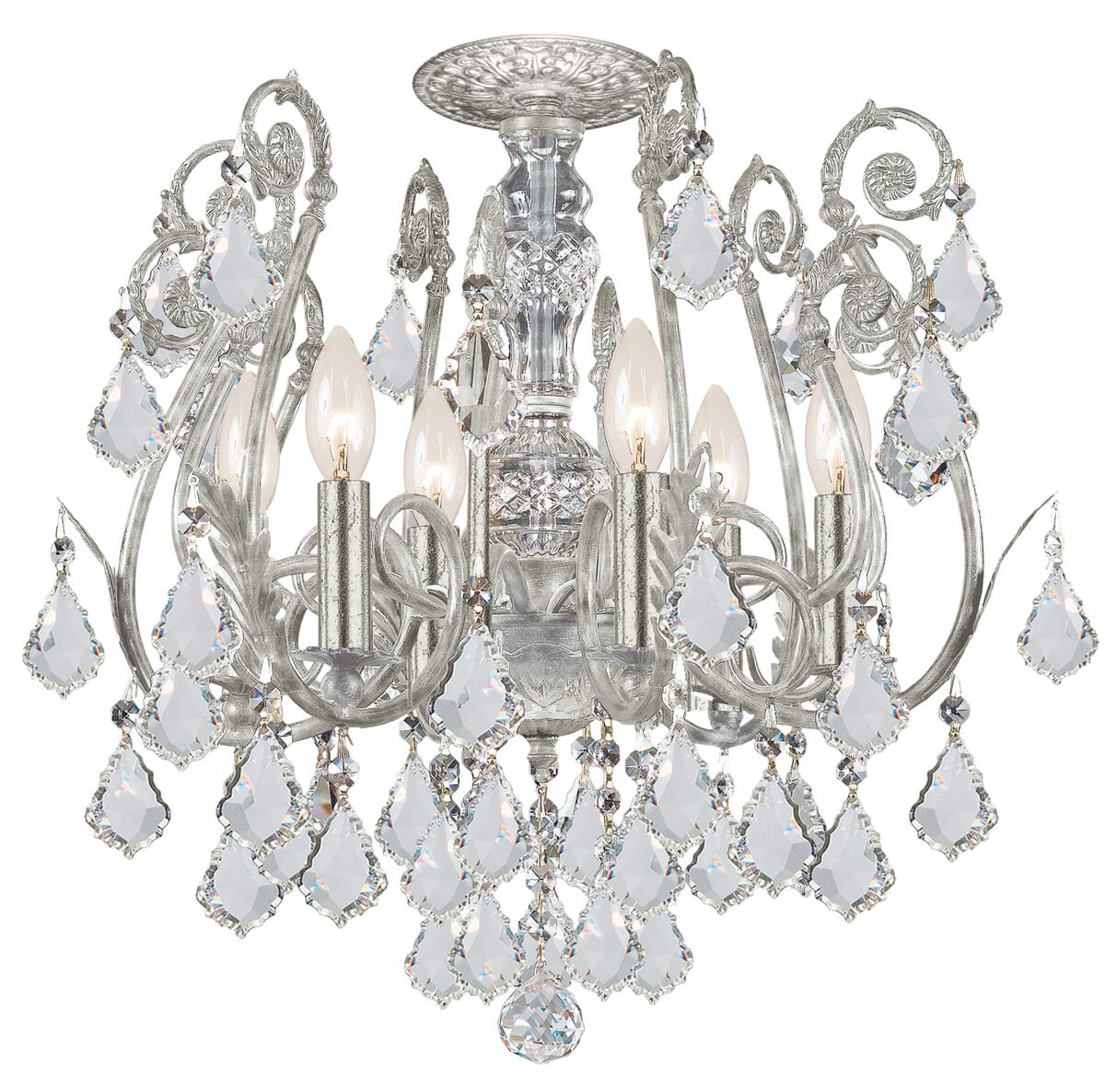 Crystorama Regis 6-Light 20" Ceiling Light in Olde Silver with Clear Swarovski Strass Crystals