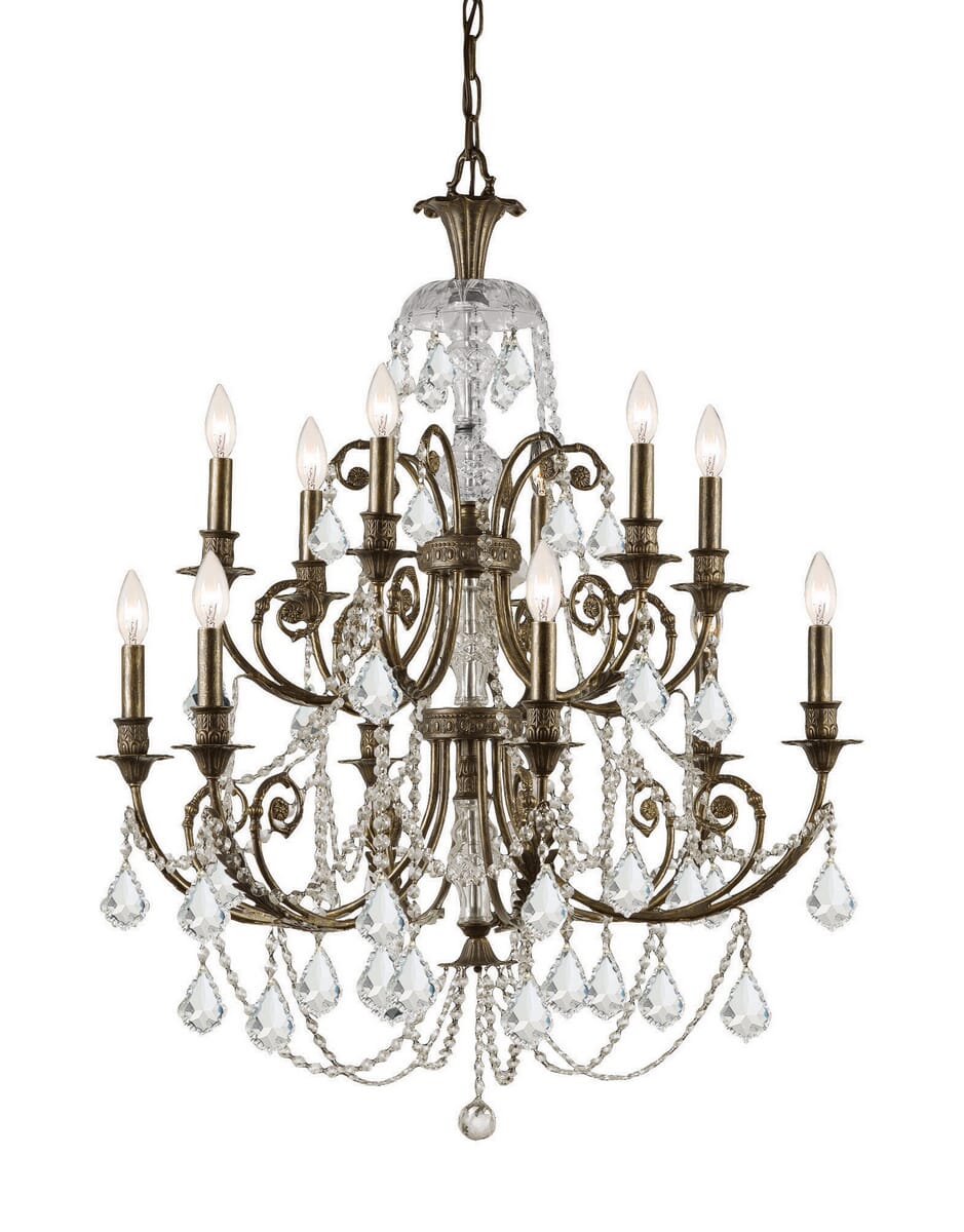 Crystorama Regis 12-Light 41" Traditional Chandelier in English Bronze with Clear Hand Cut Crystals