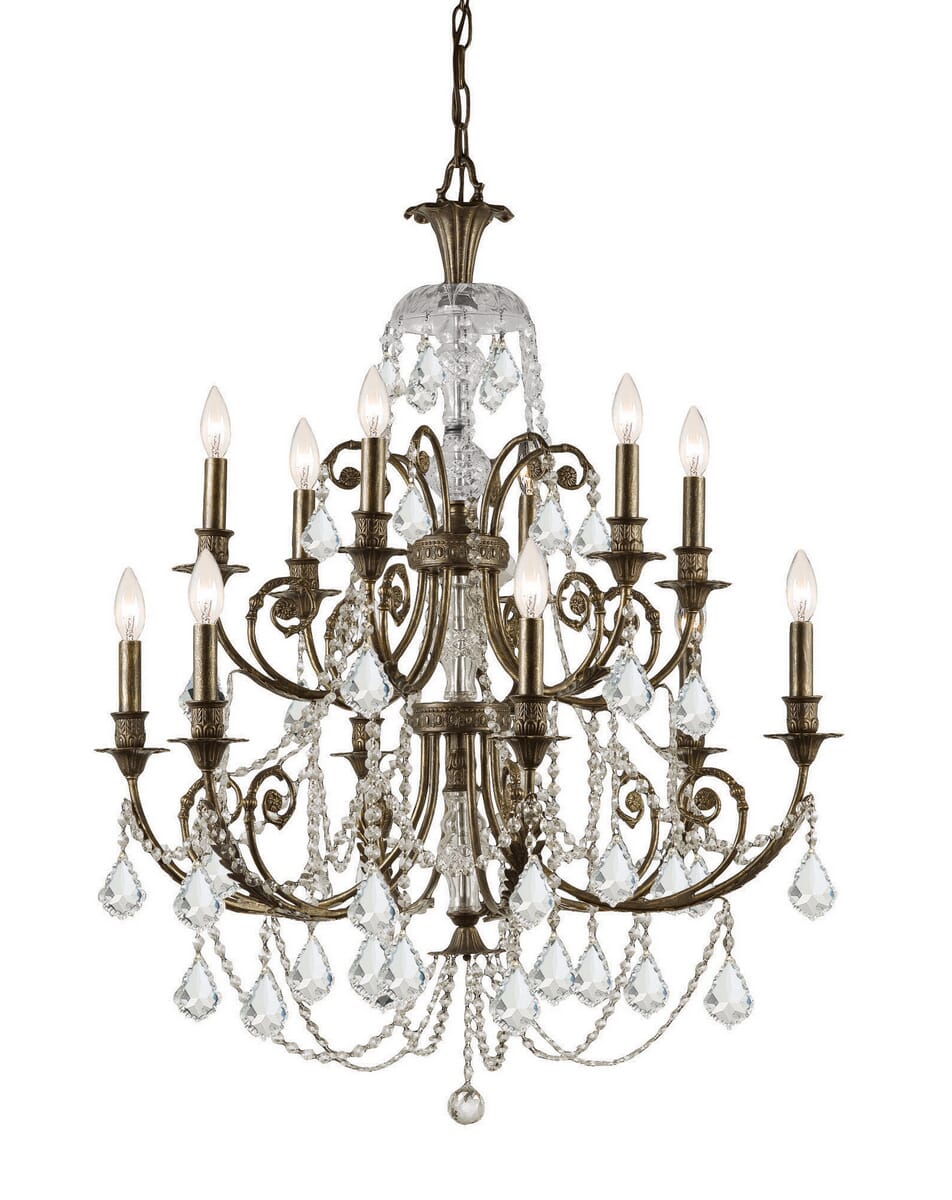 Crystorama Regis 12-Light 41" Traditional Chandelier in English Bronze with Clear Swarovski Strass Crystals