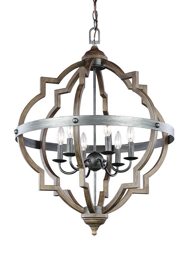 Sea Gull Socorro 6-Light Quatrefoil Pendant Light in Stardust