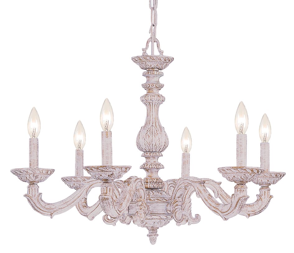 Crystorama Paris Market 6-Light 21" Transitional Chandelier in Antique White