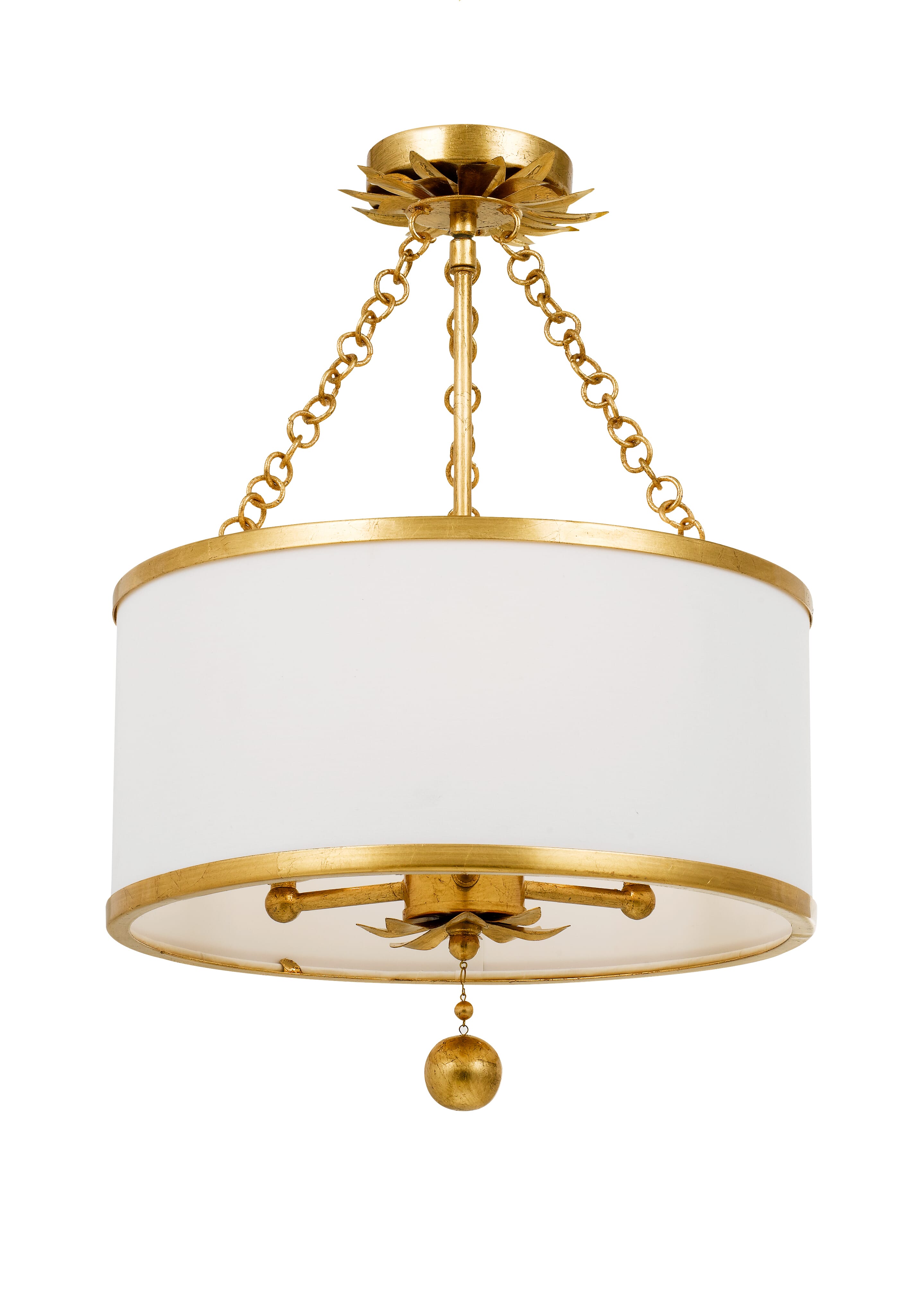 Crystorama Broche 3-Light 14" Ceiling Light in Antique Gold