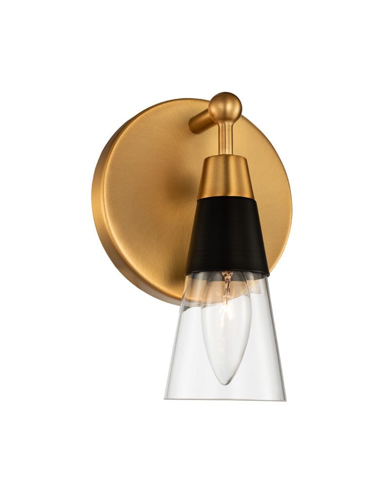 Kalco Ponti Bathroom Vanity Light in Matte Black with New Brass