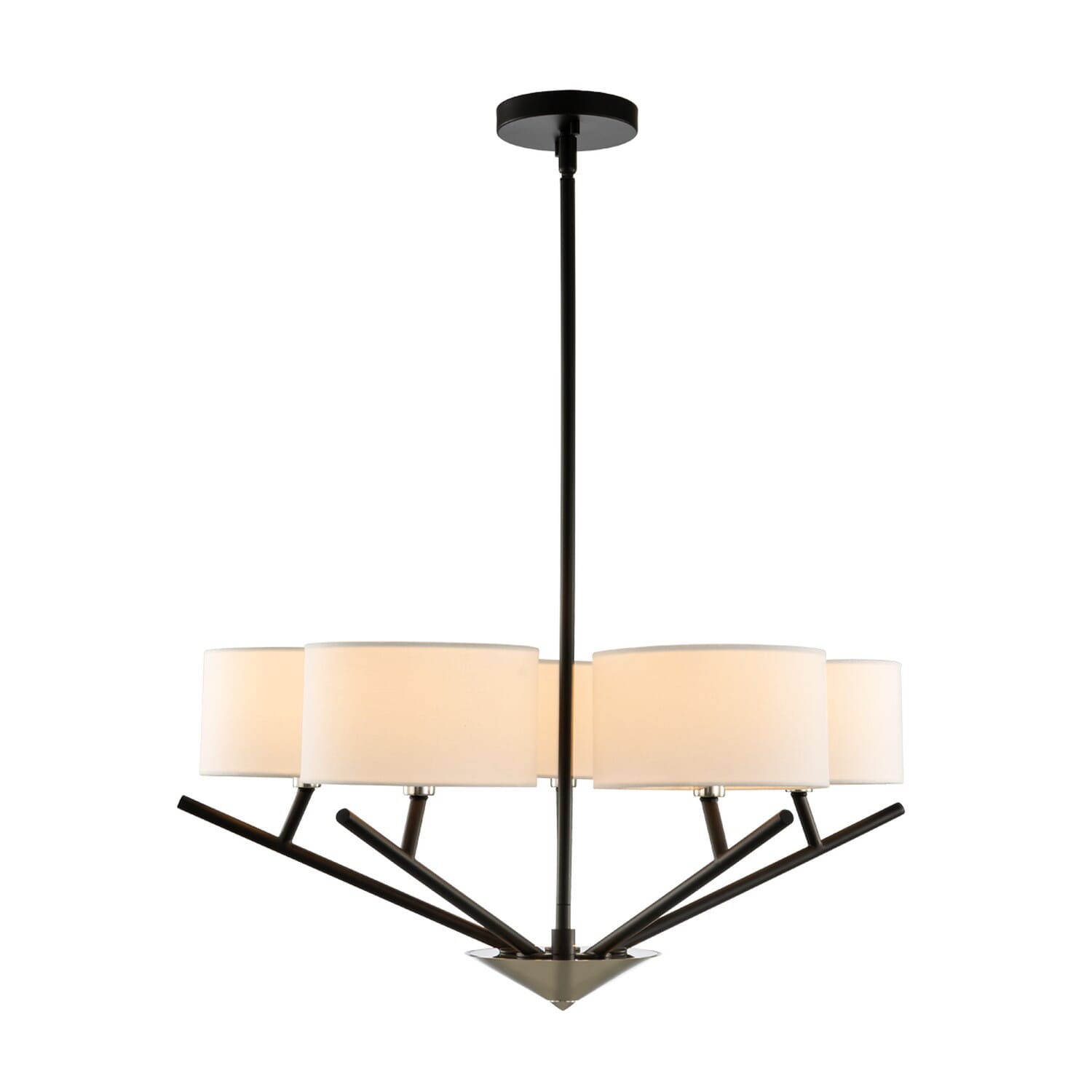 Kalco Tahoe 5-Light Chandelier in Matte Black with Polished Nickel