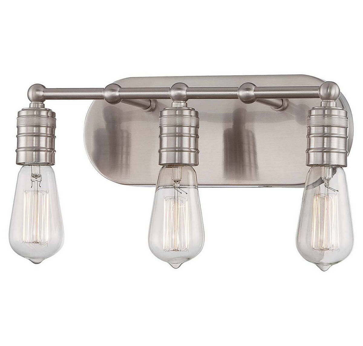 Minka Lavery Downtown Edison 3-Light Bathroom Vanity Light in Brushed Nickel