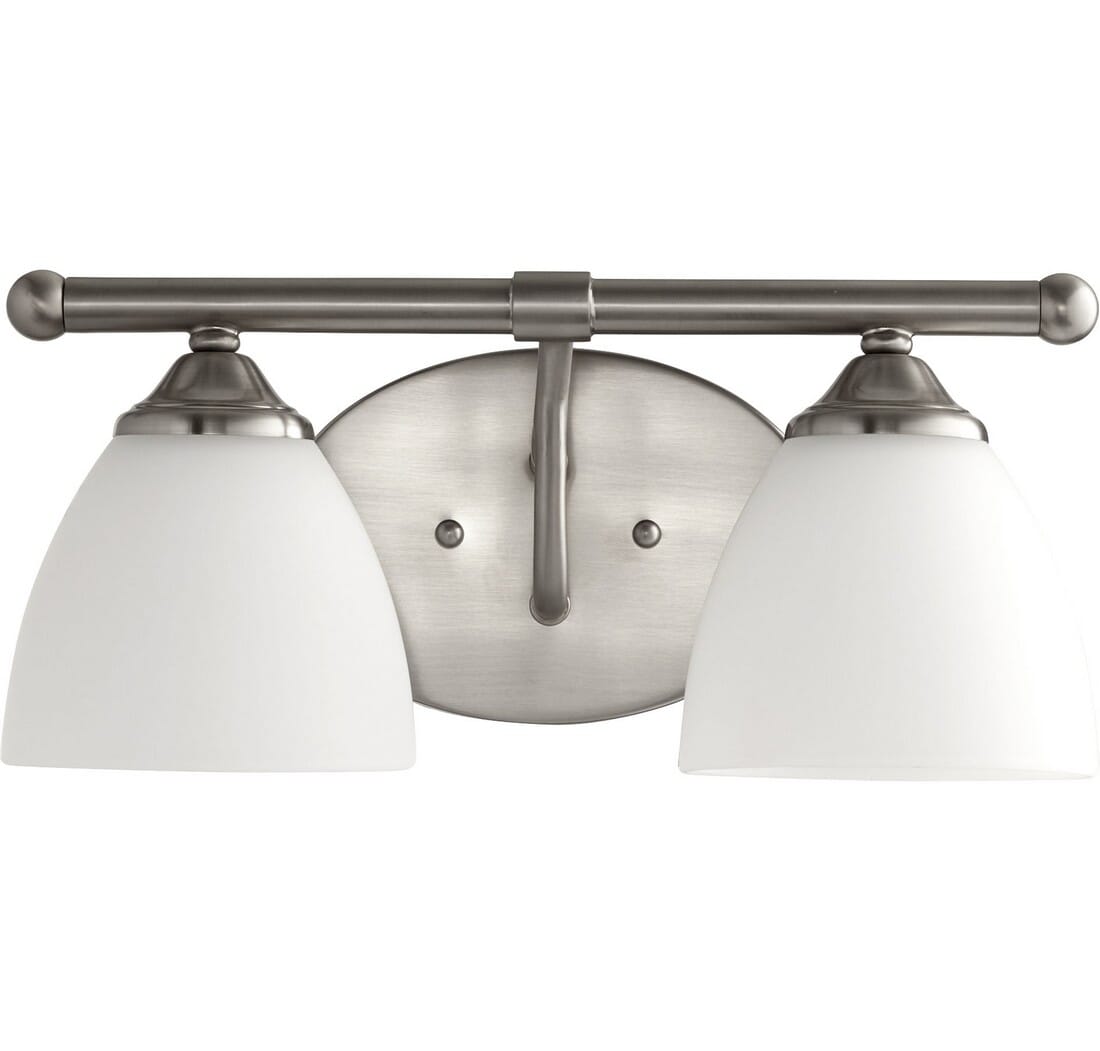 Quorum Brooks 2-Light 7" Bathroom Vanity Light in Satin Nickel with Satin Opal