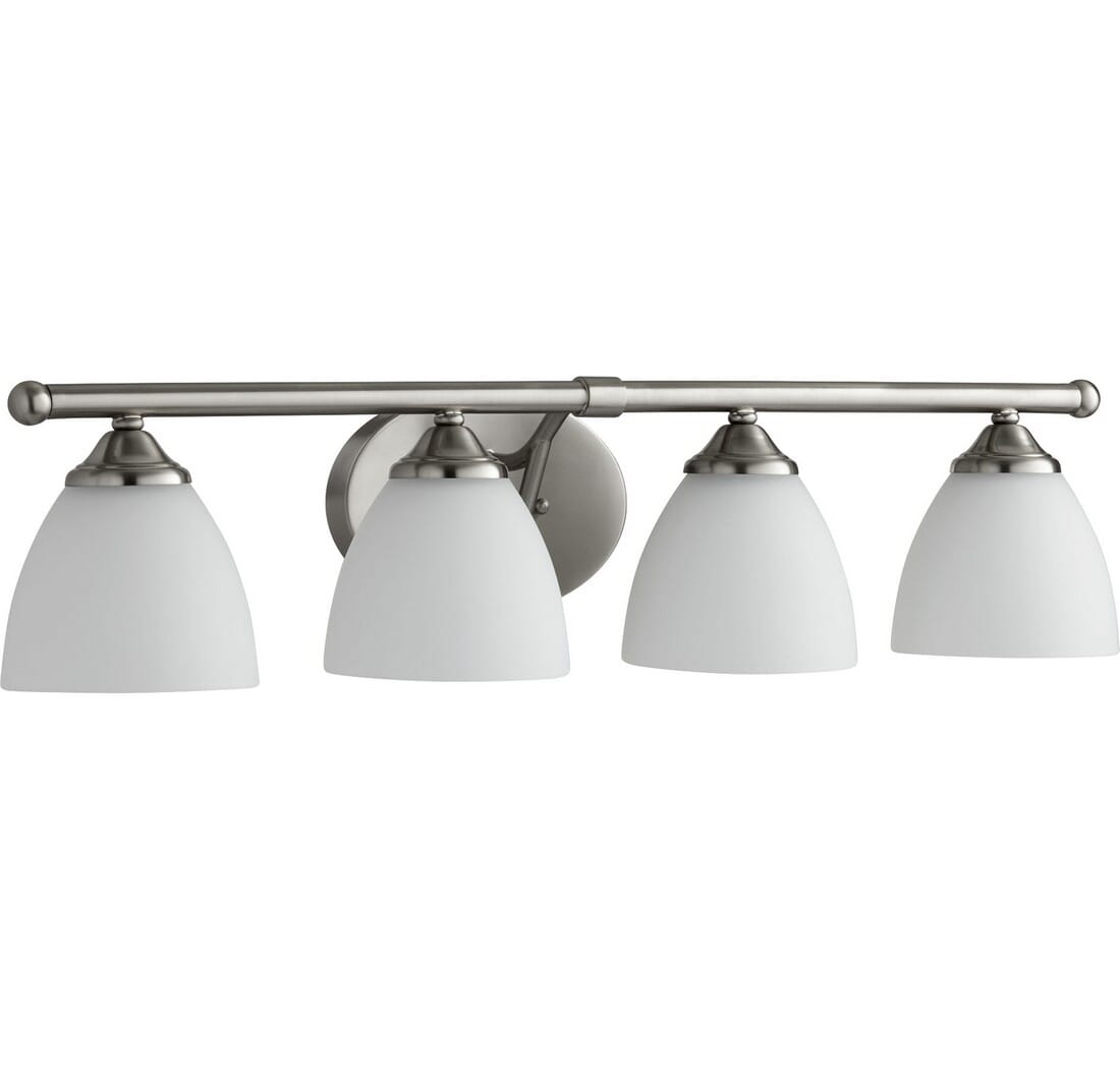 Quorum Brooks 4-Light 7" Bathroom Vanity Light in Satin Nickel with Satin Opal