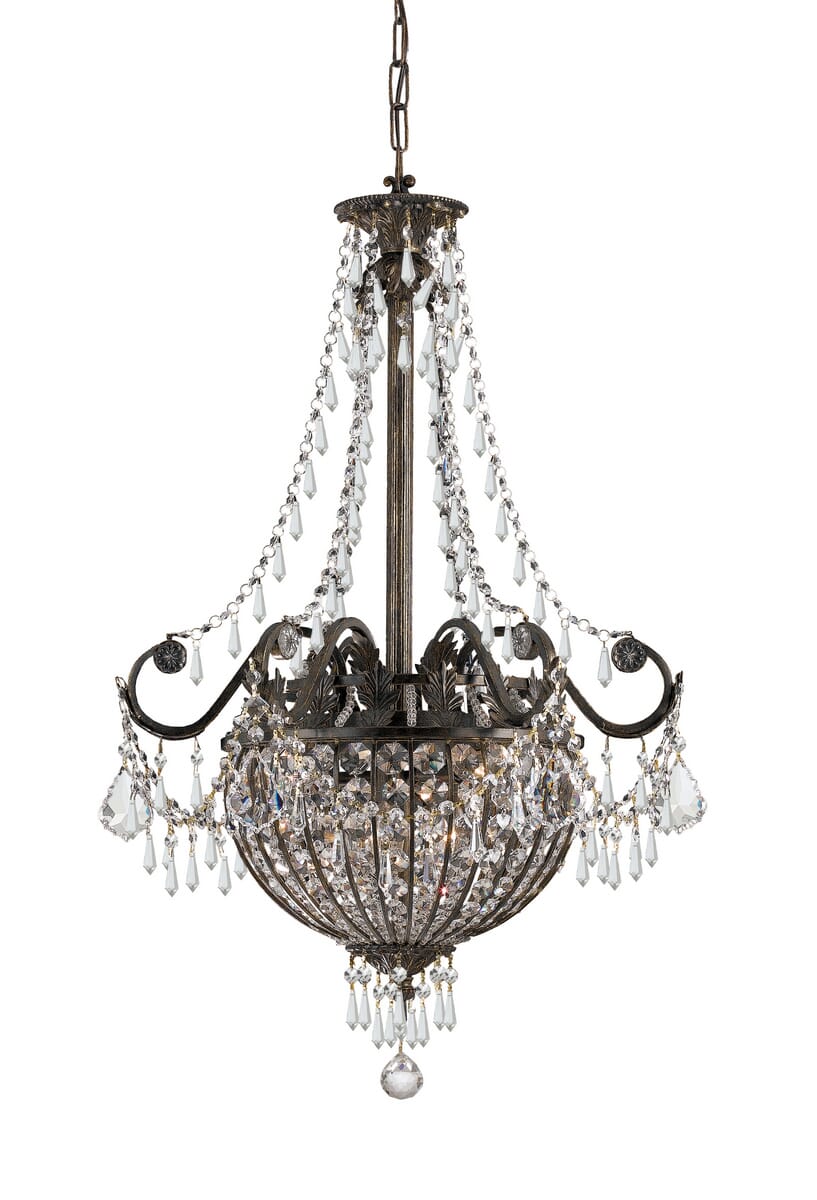 Crystorama Vanderbilt 6-Light 22" Pendant Light in English Bronze with Clear Hand Cut Crystals