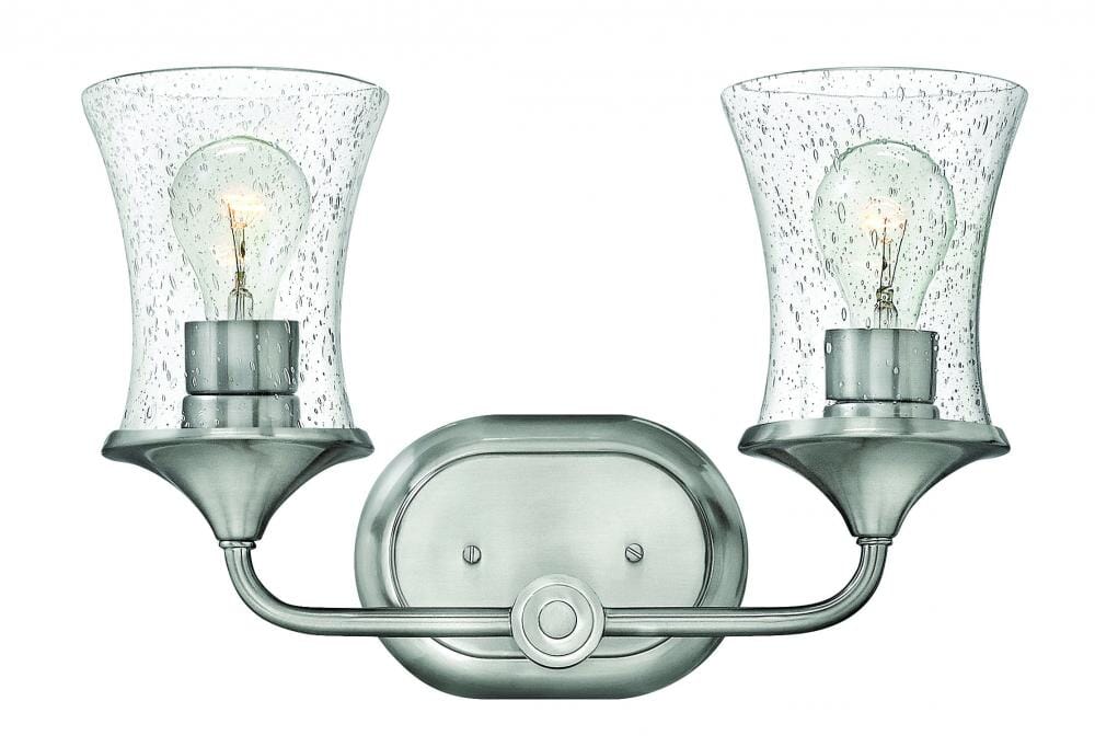 Hinkley Thistledown 2-Light Bathroom Vanity Light in Brushed Nickel with Clear Glass